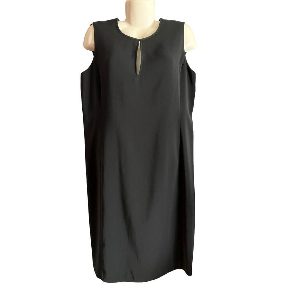 Isaac Mizrahi Women's Black Sleeveless Keyhole Neck Shift Midi Dress | Size XL